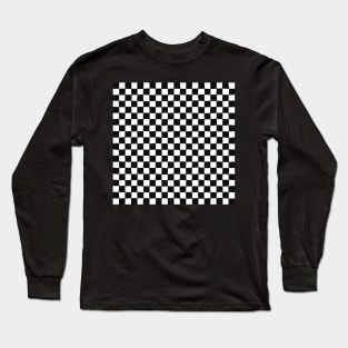 Wonky Checkerboard, Black and White Long Sleeve T-Shirt